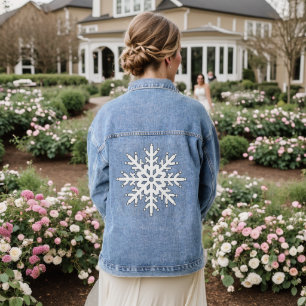 Simple Snowflake Cute Illustration Denim Jacket