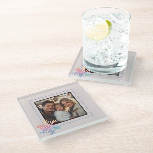 Simple Snowflake Glass Coaster (Angled)
