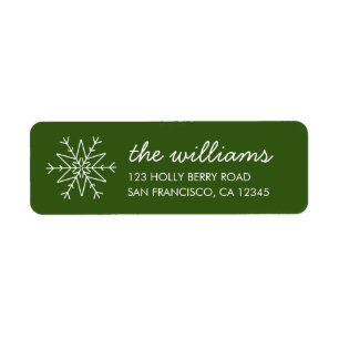 Simple Snowflake Green Return Address Labels