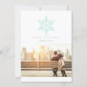 Simple Snowflake In Mint Holiday Photo Card