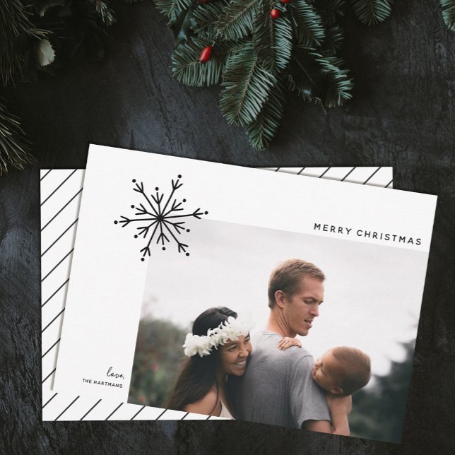 Simple Snowflake Japandi Christmas Photo  Holiday Card (Creator Uploaded)