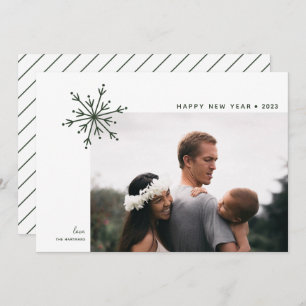 Simple Snowflake Japandi New Year Photo Holiday Card