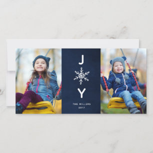 Simple Snowflake Joy  Holiday 2 Photo Card