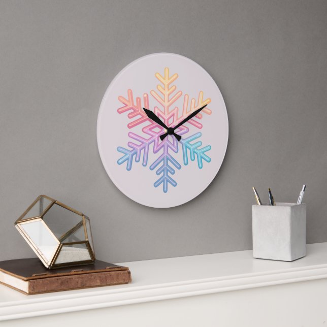 Simple Snowflake Large Clock (Office)