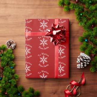 Simple Snowflake on Deep Red Wrapping Paper