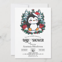 Simple Snowflake Penguin Baby Shower