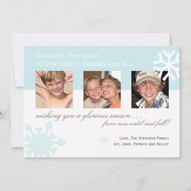 Simple Snowflake Photo Card (Front)