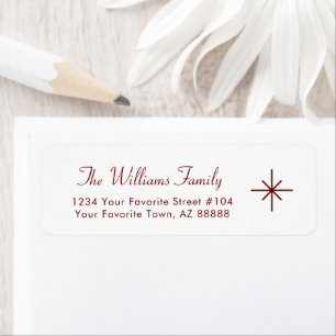 Simple Snowflake Red Typography Return Address