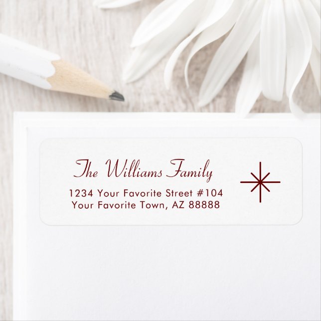 Simple Snowflake Red Typography Return Address (Insitu)