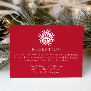 Simple Snowflake Red Wedding Reception Enclosure Card