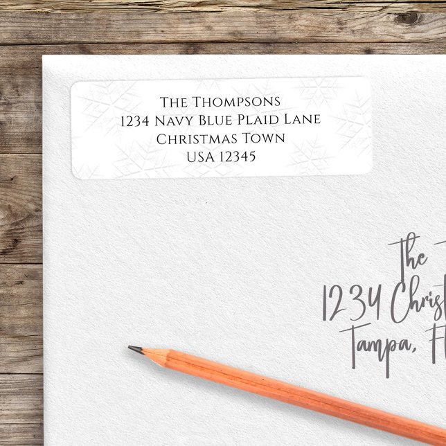 Simple Snowflake Return Address Custom (Simple silver and white return address label with silver snowflake design)