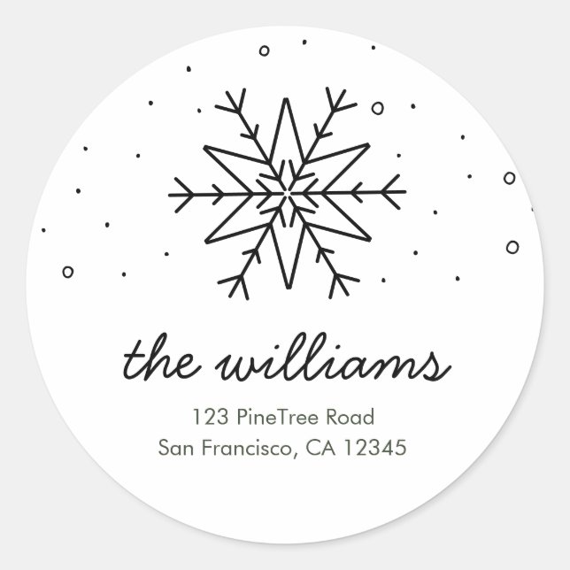 Simple Snowflake Return Address Sticker (Front)