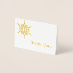 Simple Snowflake Starburst Thank You Gold Foil Card