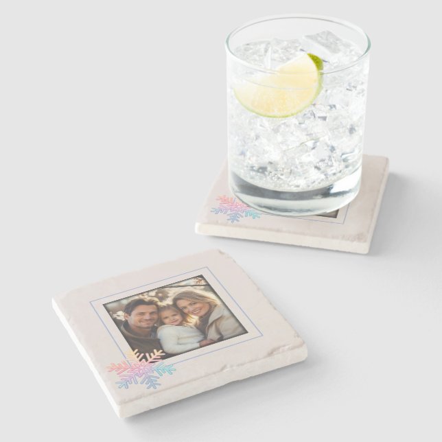 Simple Snowflake Stone Coaster (Side)