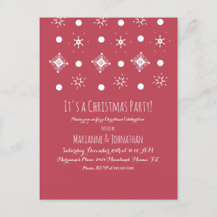 Simple Snowflake White Red Christmas Party  Postcard