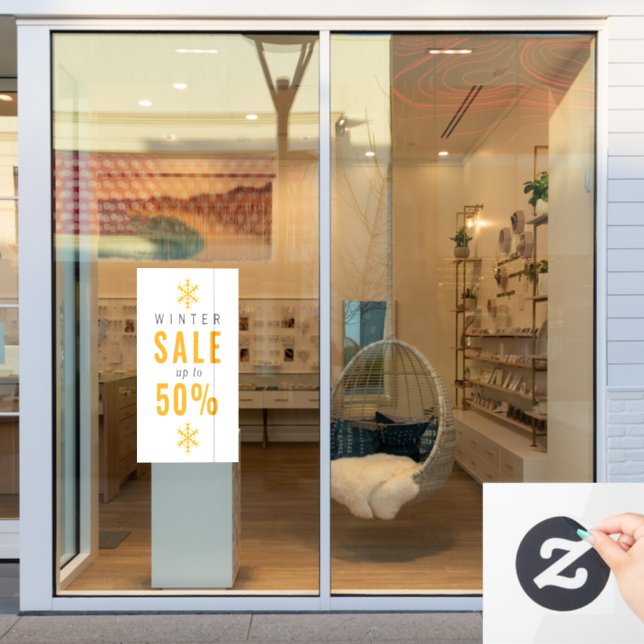 Simple snowflake winter sale sign window cling (Store Window)