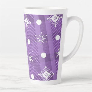 Simple Snowflakes Purple Plaid Pattern Latte Mug