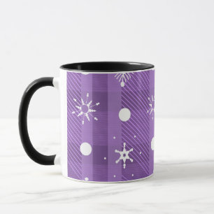 Simple Snowflakes Purple Plaid Pattern Mug
