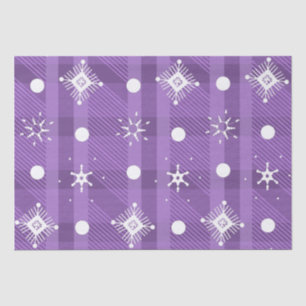 Simple Snowflakes Purple Plaid  Pattern   Tissue Paper
