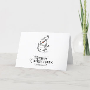 Simple Snowman "Merry Christmas" Christmas Text Holiday Card