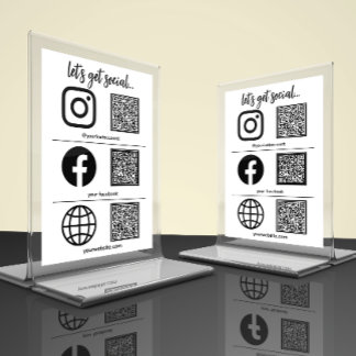 Simple Social Media Icon | QR Code Table Card
