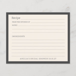 Simple Soft Black Border Personalised Recipe Card