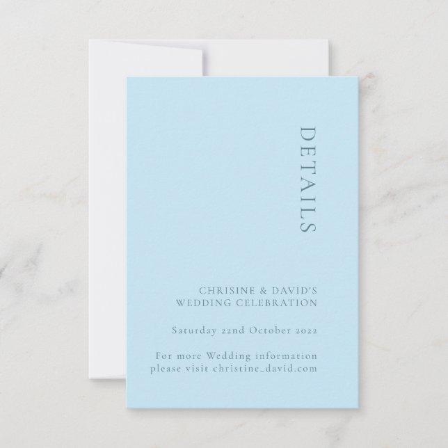 Simple Soft Blue Wedding Details card (Front)