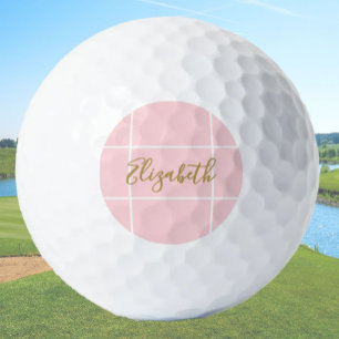 Simple soft pink minimalist custom name ladies golf balls