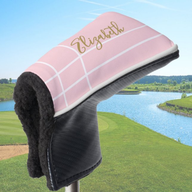 Simple soft pink minimalist custom name ladies  golf head cover (Creator Uploaded)