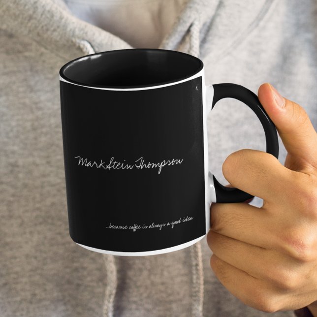 Simple solid black-colour personalised with name mug (simple black color mug)