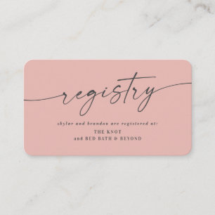 Simple Solid Blush Pink Colour Wedding Registry Enclosure Card
