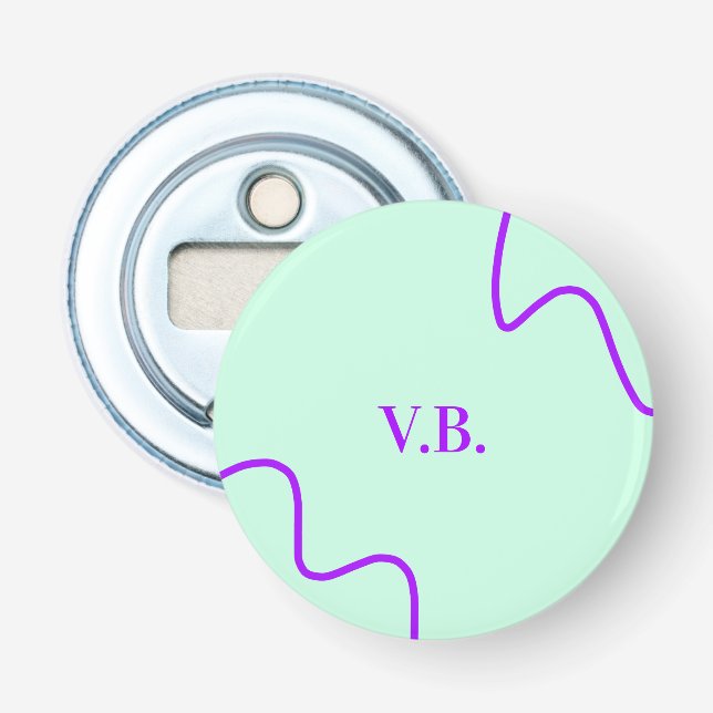 Simple solid color add name text monogram  bottle opener (Front)