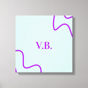Simple solid color add name text monogram canvas print