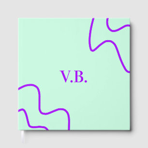 Simple solid color add name text monogram guest book