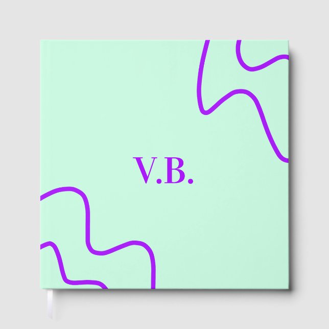 Simple solid color add name text monogram  guest book (Front)