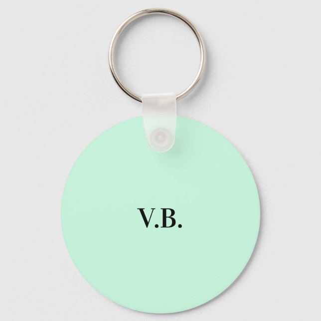 Simple solid color add name text monogram  key ring (Front)