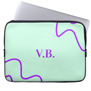Simple solid color add name text monogram  laptop sleeve