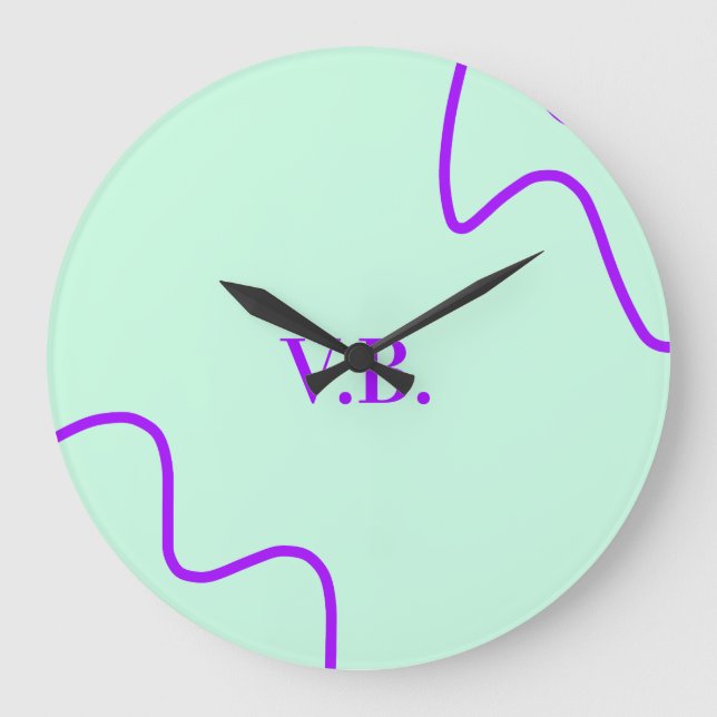 Simple solid color add name text monogram  large clock (Front)