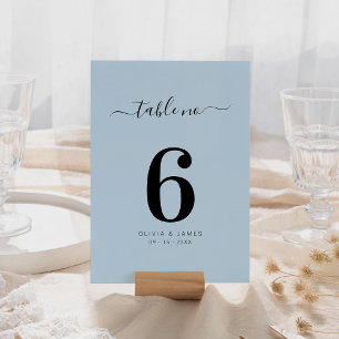 Simple Solid Color Dusty Blue Wedding Table Number