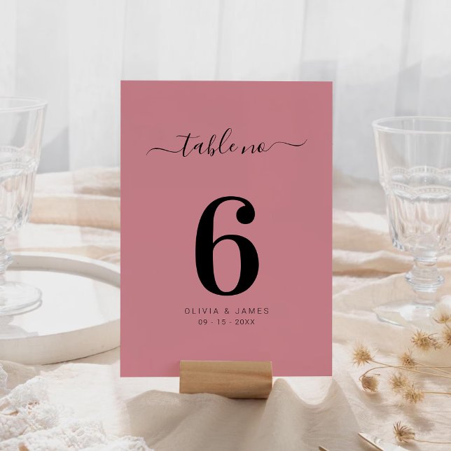 Simple Solid Color Dusty Rose Wedding Table Number (Simple Solid Color Dusty Rose Wedding Table Number)