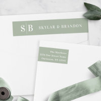 Simple Solid Color Leaf Green Wedding Monogrammed