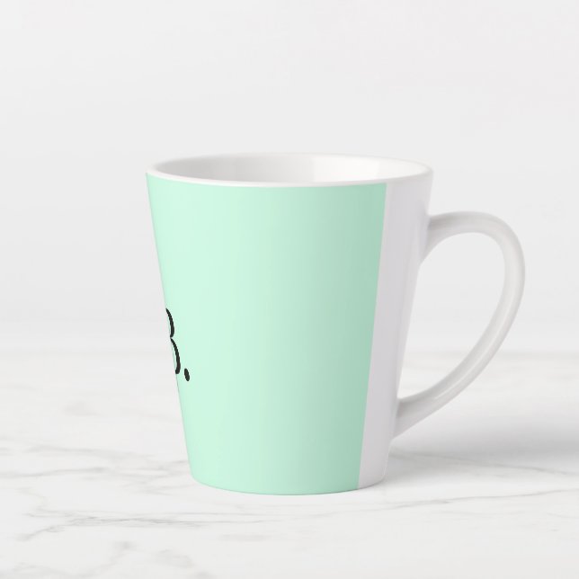 Simple solid colour add name text mmonogr latte mug (Right)