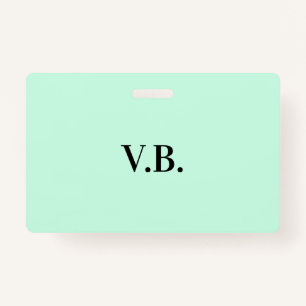 Simple solid colour add name text monogra ID badge