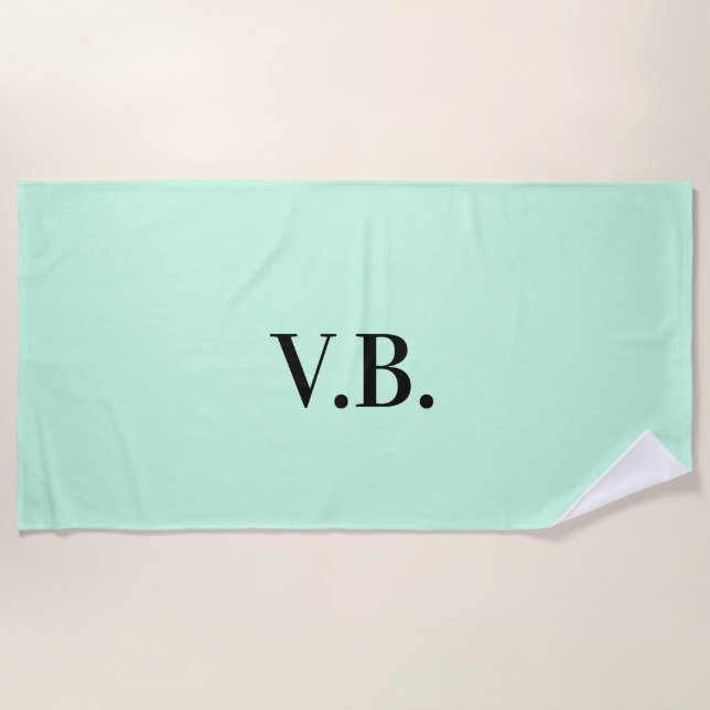 Simple solid colour add name text monogram beach towel (Front)
