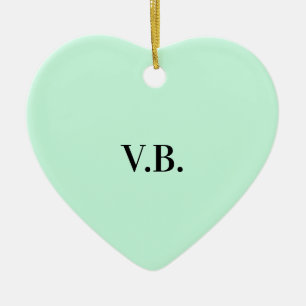 Simple solid colour add name text monogram ceramic tree decoration