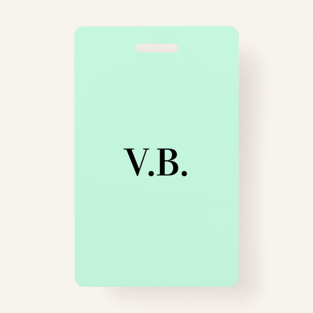 Simple solid colour add name text monogram ID badge (Front)