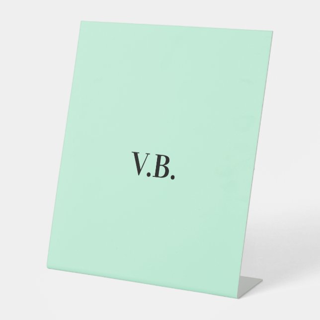 Simple solid colour add name text monogram  pedestal sign (Front)