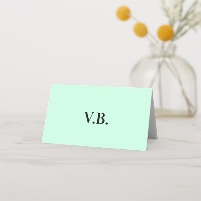 Simple solid colour add name text monogram  place card (Front)