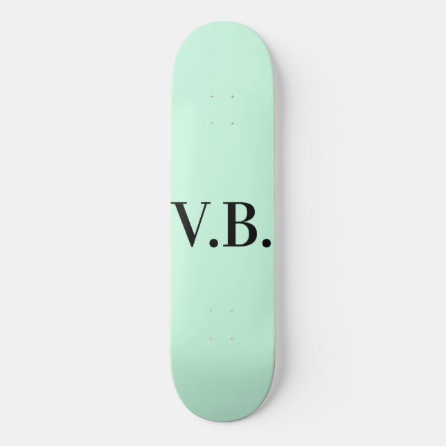 Simple solid colour add name text monogram   skateboard (Front)