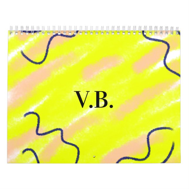 Simple solid colour add name text monogram yellow calendar (Cover)